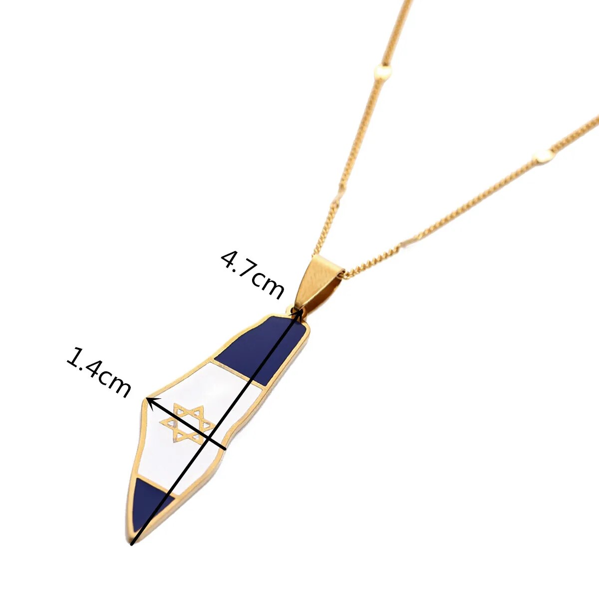 Unisex Necklace with Israel Pendant in Enamel and Stainless Steel