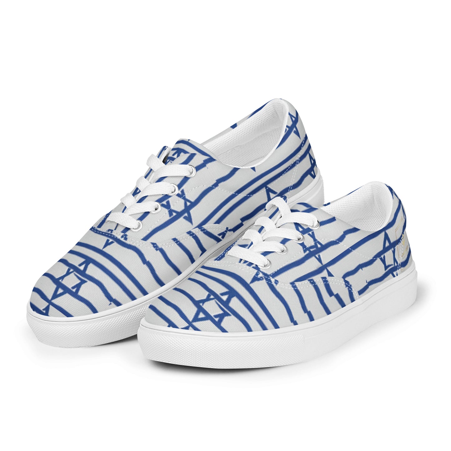 Sneakers in Israeli colors in canvas with laces