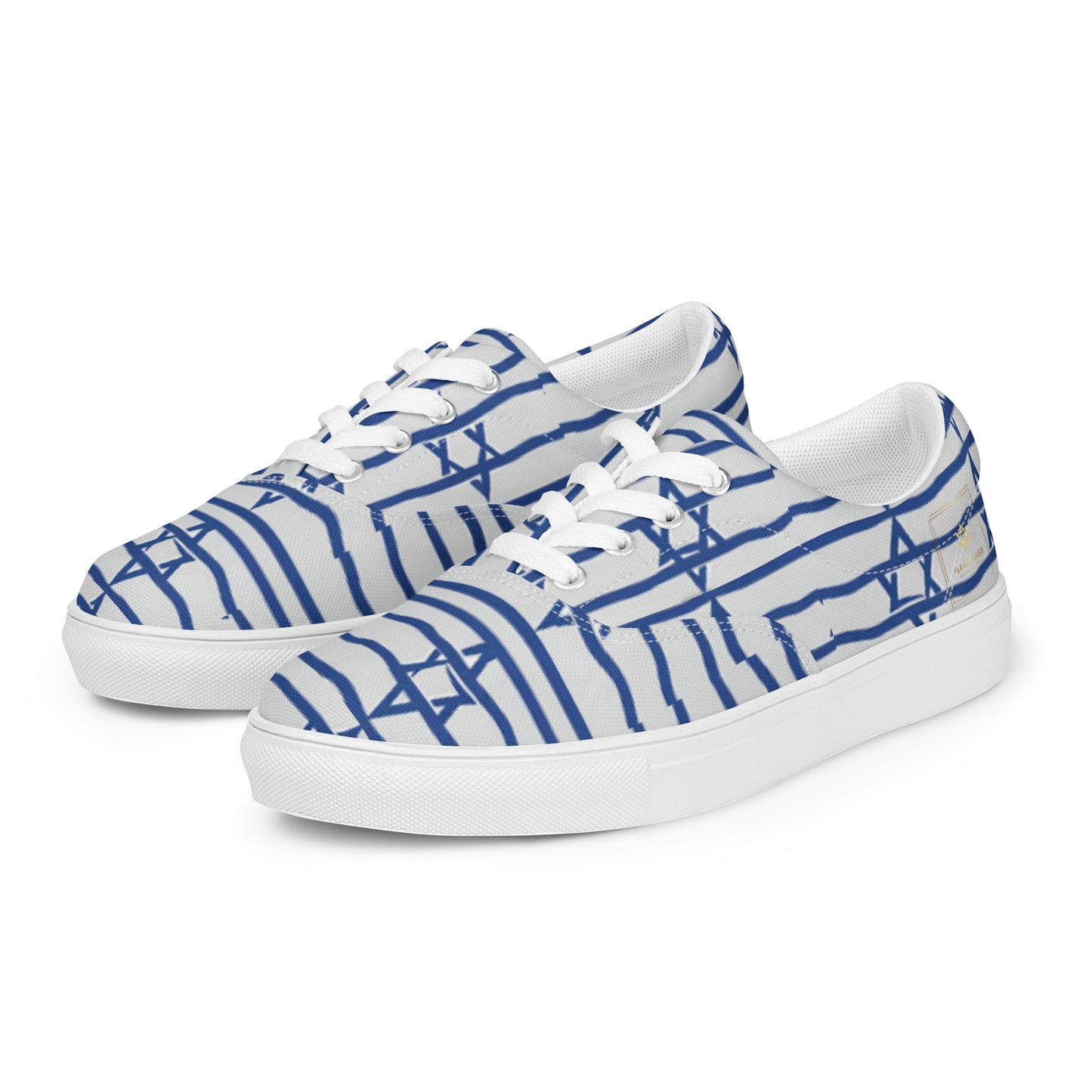 Sneakers in Israeli colors in canvas with laces